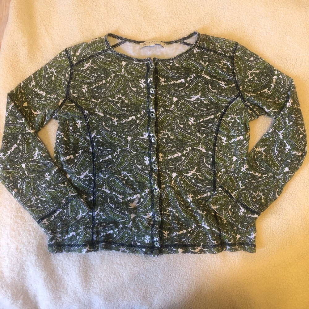 Green patterned long sleeve button up